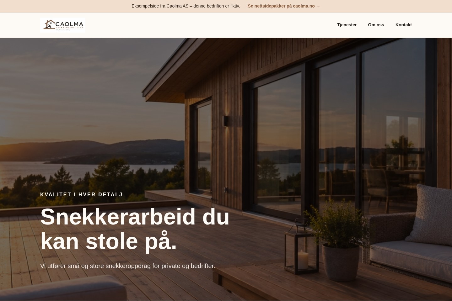 Forhåndsvisning av eksempelside for håndverker